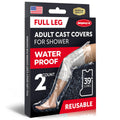 100% Waterproof Cast Covers for Shower Leg - 【Tight Seal】 - 2pk Reusable Full Leg Cast Cover for Showering - Cast Protector for Shower Leg Adult Thigh, Knee, Ankle, Foot - Strong and Durable