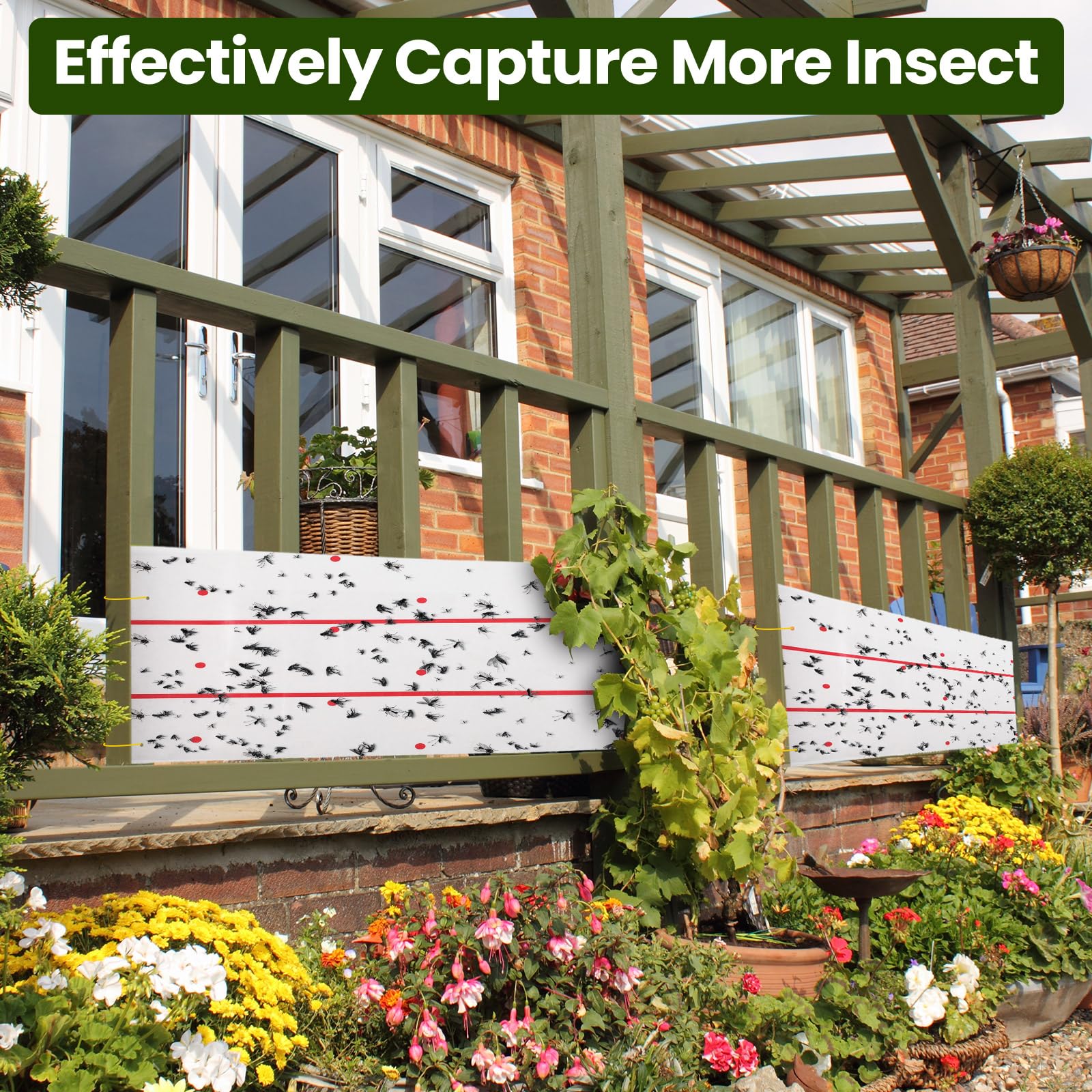 10 Rolls Giant Sticky Fly Traps 30 Feet Fly Strips for Indoor Outdoor Hanging Fly Tapes Non Toxic Fly Ribbon Fruit Fly Gnat Trap Killer for Mosquito Plants House Horse Stable (White)
