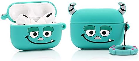 (4Pack) Case for AirPods Pro 2nd/1st Generation (2022/2019) with Carabiner, Suublg Cute Skin Design Silicone Cartoon Charging Case Protective Covers for Boys Girls (MN+MC+MrQ+Monster)