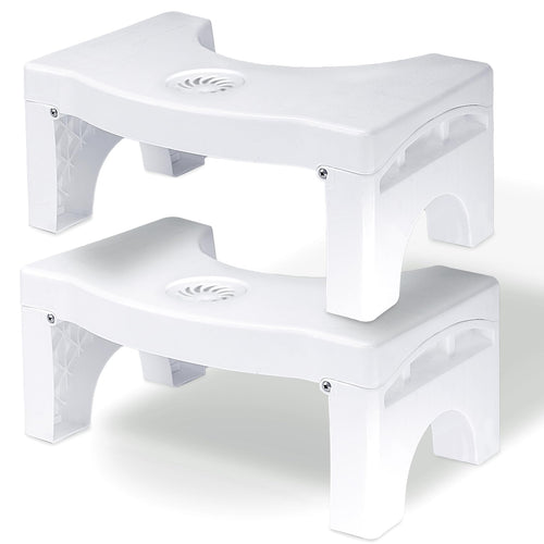 (2Pack) Auoace Foldable Toilet Potty Stool for Adults, 7" Heavy Duty Plastic Portable Squatting Poop Foot Stool with Freshener Space