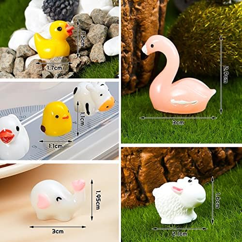 100 Pcs Mini Resin Animals Tiny Miniature Animals Small Duck Figures Tiny Resin Trinkets Marine Aquarium Ornaments Dollhouse Decorations for DIY Tank Potted Garden Landscape Accessory
