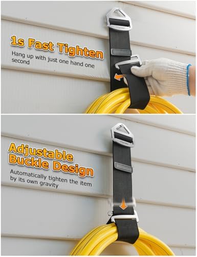 10 Pack One Hand Operation [1s Tighten by Gravity] Adjustable Extension Cord Organizer Holder, Hose Rope Storage Straps Wrap for RV Shed Workshop Garage Organization, Gadgets Tools Gifts for Dad Men
