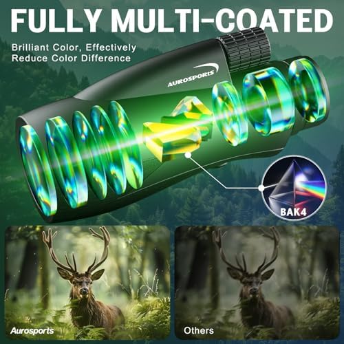12x55 Monocular for Adults High Power - Aurosports Compact Portable Monoculars for Bird Watching - HD Monoculars with Smartphone Adapter Tripod Camera for Hunting Hiking Camping Wildlife