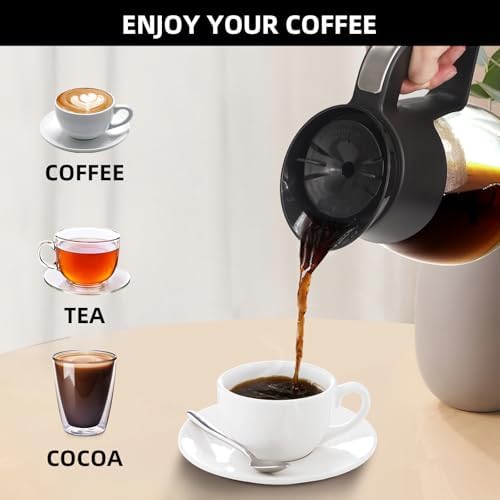 10 Cup Glass Carafe Brew-Through Lid Coffee Carafe Replacement Coffee Pot Compatible with Ninja Dual Brew Coffee Maker CF090 CF092 CF097 CM400 CP300 CP301 CP307 Coffee Bar System