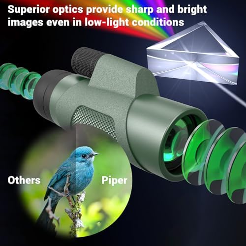 12x50 Monocular Telescope for Smartphone, HD Monoculars for Adults High Powered Compact Scope, Portable Handheld Telescope with Phone Adapter & Tripod for Hiking Bird Watching Camping, Gifts for Men