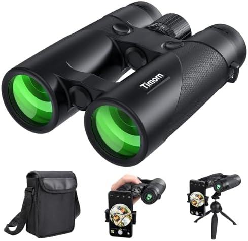 10x42 HD Binoculars for Adults High Powered: Timorn Powerful Binoculars for Bird Watching with Phone Adapter Tripod, Waterproof Fogproof Lightweight Binoculars for Birding, Hiking,Travel, Sports