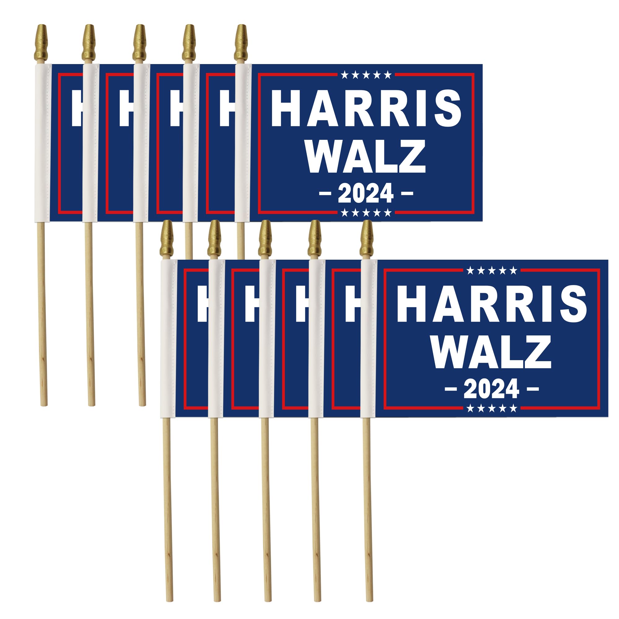 10 Pcs Kamala Harris Waltz 2024 Flag Harris Waltz for President Flags Small Mini Stick Flags Banner for Indoor and Outdoor Decorations (Harris Waltz-5)