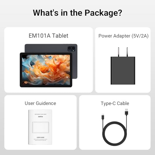 10.1" Android Tablet, Octa-core Processor, 8GB RAM, 64GB Storage (Expand to 1TB), 1280x800 IPS HD Display, 5000mAh Battery, Dual Camera, Wi-Fi 6, Bluetooth 5.0, GMS Certified, Black