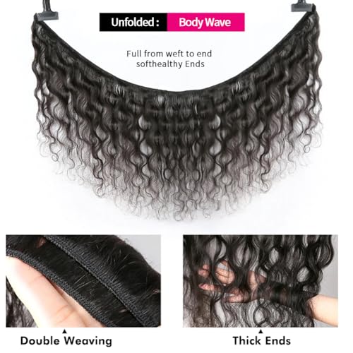 12A Human Hair Bundles Body Wave Bundles Human Hair 14 14 14 Inch 100% Unprocessed Brazilian Virgin Hair Body Wave 3 Bundles Human Hair Extensions for Black Women Natural Color