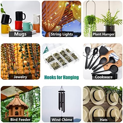 105 Pcs Screw Hooks, 6 Sizes Bronze Cup Hooks, Screw Hooks for Hanging, Metal Cup Hooks Screw in (1/2", 5/8", 3/4", 7/8", 1'', 1-1/4")