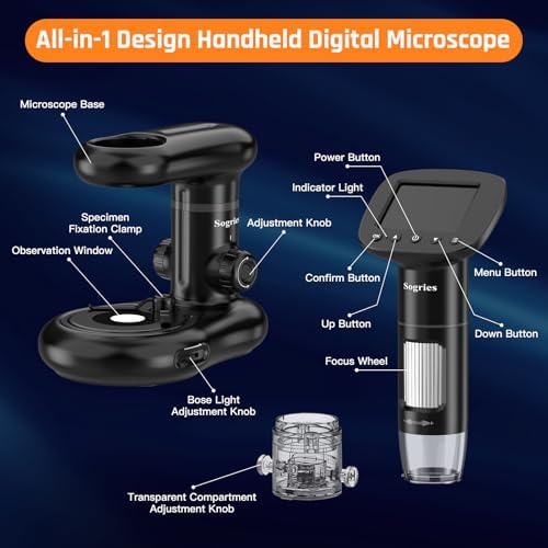 1000x Microscope-Handheld Digital Microscope for Children with 2" LCD Screen,Pocket Microscope for Kids with 8 Adjustable LED Lights,Coins Electronic Magnifier Camera,USB to PC,Including 32GB SD Card