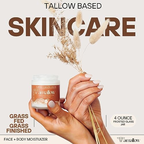 100% Grass Fed Beef Tallow for Skin Care - Face + Body - Whipped Moisturizer - Natural Lotion, 4 FL. oz. (Clean Cloud)