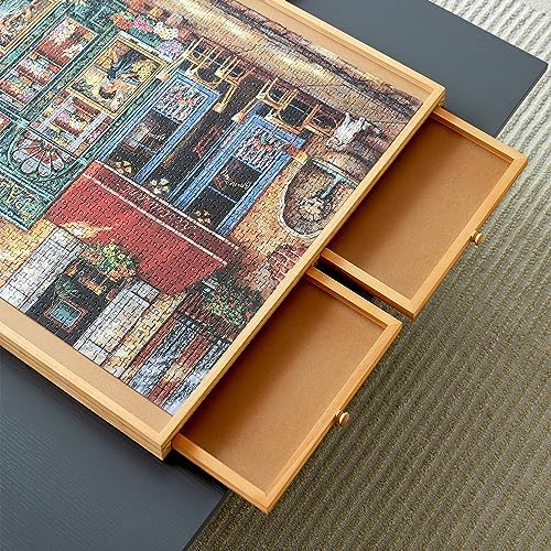 1000 Piece Puzzle Board with Drawers, 21" x 29.8", Portable Wooden Jigsaw Puzzle Table, Suitable for Adults, Used for Puzzle Storage and Sorting, Gifts for Friends and Family