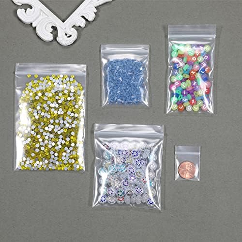 100 PCS 4" x 5" Thick 4 Mil Small Clear Zip Poly Bags Plastic Reclosable Zip Seal Lock Bags Heavy-Duty Necklace Ring Coin Beads Jewelry Pill Zipper Bag