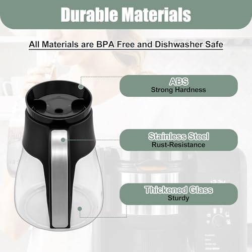 10-Cup Glass Carafe Replacement Compatible with Ninja CM401 CM371 CP301 Specialty Hot & Iced Coffee Makers, Replacement 50 oz Coffee Pot with Brew-Through Lid for Ninja CM300 CM400 CP300 CF091