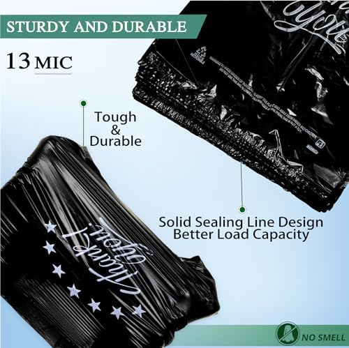 1000Count Black Bags, Thank you T shirt bag, Grocery shopping bag Reusable and Disposable Supermarket Bag 11''x6''x21''