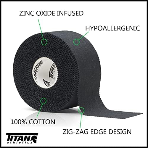 12 Pack Black Athletic Tape (45ft Rolls) - Athletes Trainers Injuries & First Aid - Premium Medical Sports Tape - Wrap & Support Ankles & Wrists - Easy Tear Design with Zinc Oxide & No Sticky Residue