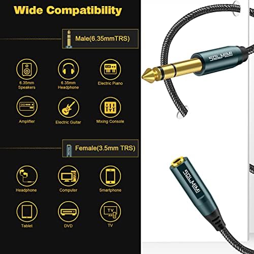 1/4 to 1/8 Headphone Adapter, 4 Feet 6.35mm Male to 3.5mm Female TRS Stereo Audio Jack Adapter Cable for Mixer Guitar Amp Piano Keyboard Amplifier Headphone Speaker (4Ft/1.2M)