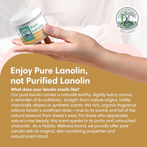 100% Pure Lanolin Cream - Handmade, Unrefined Balm for Dry & Itchy Skin, Cracked Lips, Breastfeeding, Baby Care, Nursing Essentials & Petroleum-Free, Perfect for Hands, Face & Paw Care - 8oz