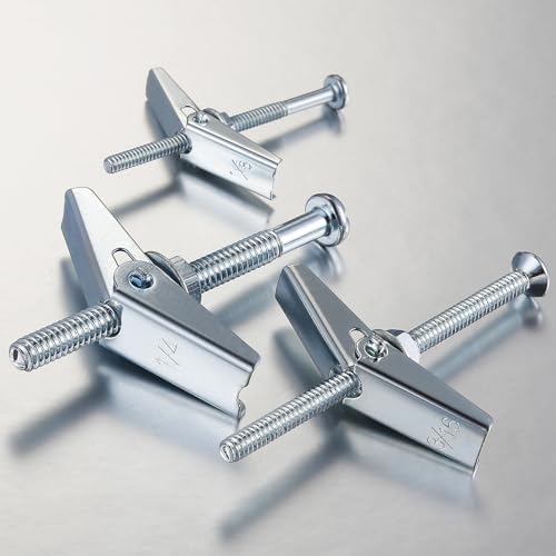 (100 pcs) 3/16" Heavy Duty Drywall Anchors and Screws,Toggle Bolts and Wing Nuts Set, Hollow Drywall Anchors Bolts Screws Assortment Kit for Hanging Lamps Heavy Items
