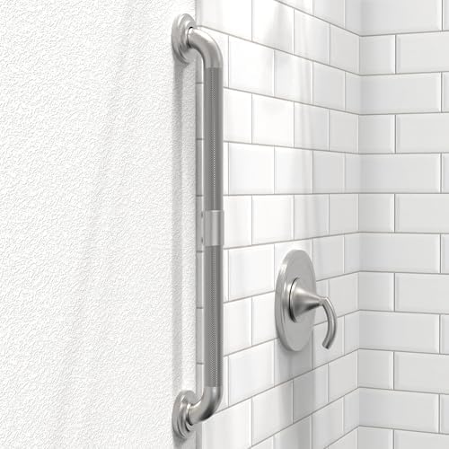 1-1/4" Knurled Grab Bar, ADA Compliant Bath Safety Shower Handrail, Bathroom Mobility Aid Handle for Seniors and Disabled, Heavy Duty 500lbs Support