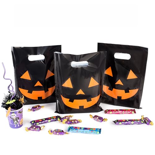 100 Halloween Bags 9"x12" Glossy Great For Halloween Goodies Also Perfect as Small Halloween Bags For Trick or Treat