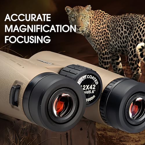 12x42 Binoculars for Adults High Powered Binoculars Waterproof Compact Binoculars with Low Light Night Vision for Hunting Outdoor Sports Concerts Bird Watching Black