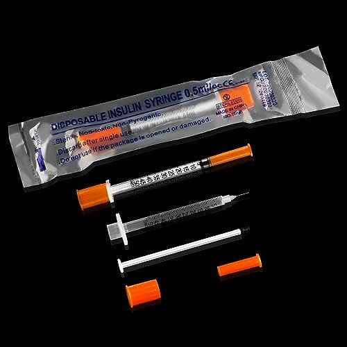 0.5ml/cc 30Ga 0.3inch Syringe with Needle, Sterile Individually Wrapped Package of 20