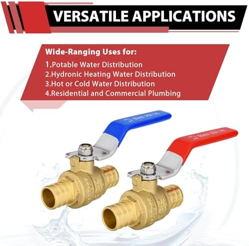 (Pack of 2) EFIELD 3/4 Inch Pex Brass Full Port Shut-off Ball Valve for Hot and Cold Water