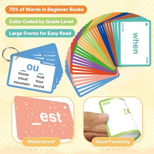 1012 Sight Words/Phonics Flash Cards, Dolch & Fry High Frequency Site Words, Learn to Read CVC Blends,Short/Long Vowel Sounds, Flash Cards Games for PreK Kindergarten 1 2 3 4 5 6 Grade,Kids 4-13 Years