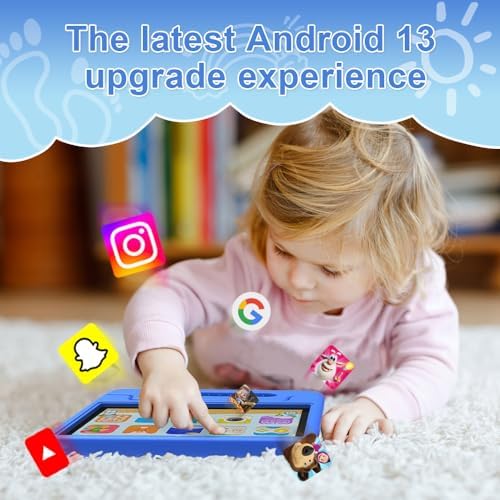 10" Android 13 Kids Tablet, 32GB with Quad-core Processor, Expandable Memory to 128GB, Support WiFi 6 & Bluetooth 5.0, 5000 mAh Battery,Parental Control App(Blue).