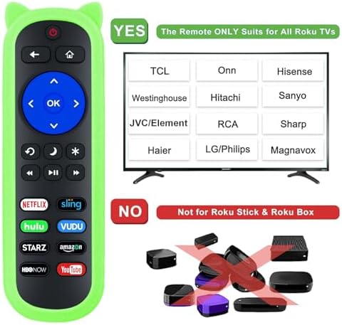 (Pack of 2) RC280 Remote Compatible with All Roku TV Remote wr Covers,for TCL Roku/Onn Roku/Hisense Roku/Element/Sharp/Haier/Hitachi/LG/Sanyo/JVC/Magnavox/RCA/Philips/Westinghouse Roku Series Smart TV