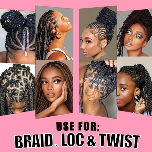 13.4oz Braiding for Twist, Locs, Braids, No Flake Extra Hold High Shine Braid Gel & Edge Control, Loc Gel Long Lasting for Locks, Cornrows Smooths & Tames Frizz Braid Gel for All Hair Braid Types
