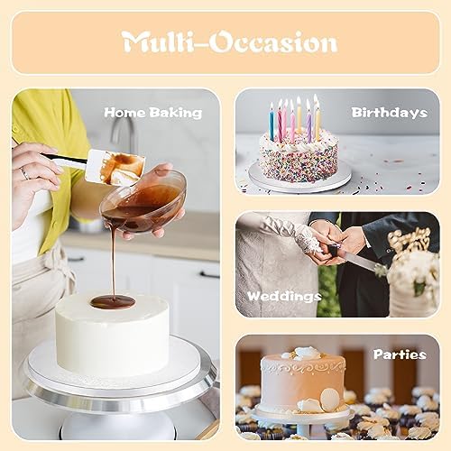 14 Inch Cake Drums with Banner Cake Topper-Cake Board Round White(3-Pack) 1/2 Inch Thick Cake Boards Sturdy, Greaseproof for Birthday Wedding Multi-Tiered Party Cake Boards by GoldenBakeryFamily