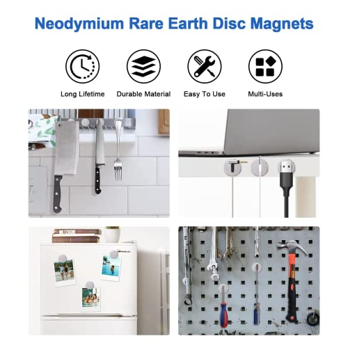 12 Pack Strong Neodymium Magnets Disc Heavy Duty,Round Rare Earth Magnets with Double-Sided Adhesive,Thin Magnets Fridge, Small Magnets for Whiteboard,DIY, Cabinet, Scientific, Craft-25mmx2mm