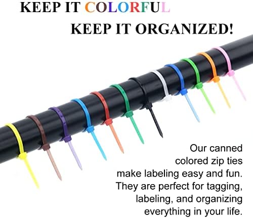 1200pcs Small Colored Zip Ties 12 Colors 4 Inch Multicolor Zip Ties Assorted Color Cable Ties for Marking Chickens Legs or Deco Mesh Wreath Supplies