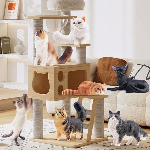 12PCS Realistic Cat Figurines, Plastic Cat Figure, Cat Cake Topper Kitten Toy Christmas Birthday Gift for Kids and Children