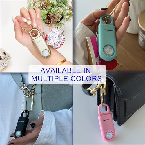 130dB Personal Safety Alarm Strobe Light. Loud Sound Keychain Siren with Carabiner for Women, School Children, Night Runners, Hiking. Bear Alarm Deterrent. SOS Emergency Self Defense Alerts. Black