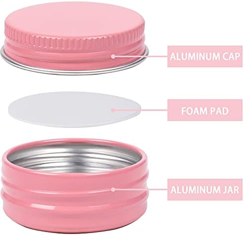 0.5 oz Screw Top Aluminum Tin Jar with Screw Lid and Blank Labels (Pink - Pack of 32)