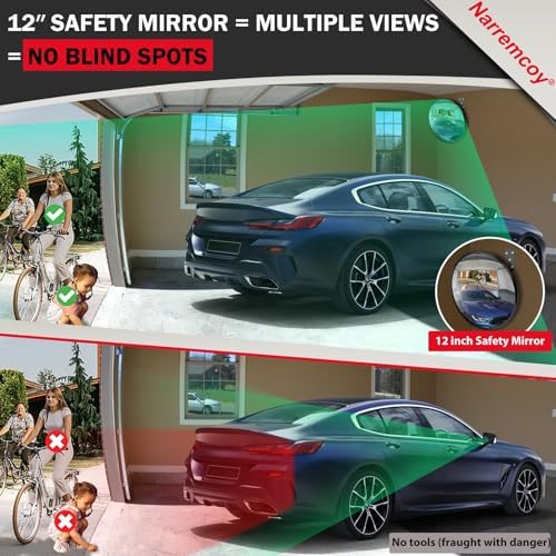 12 inch Acrylic Convex Mirror, Adjustable Wide Angle View Indoor Security Mirror, Corner Security Blind Spot Mirror for Warehouse, Office, Parking Garage and Traffic Safety