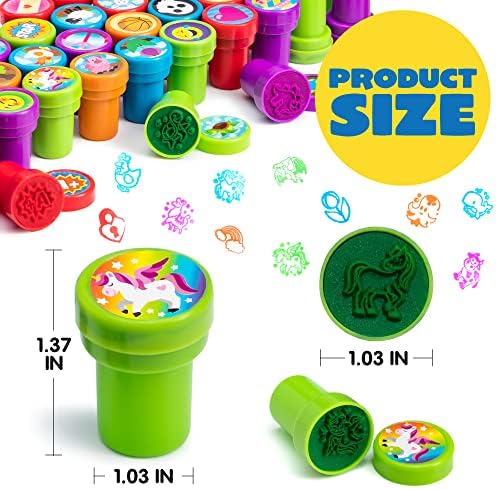 100 Pcs Assorted Stamps for Kids Self-Ink Stamps (50 Different Designs, Dinosaur, Zoo Safari Stampers) for Party Favor, Carnival Prizes, School, Easter Egg Stuffers, Halloween, Christmas