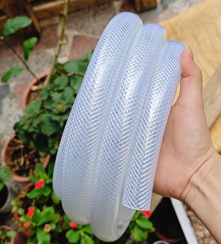 1 1/4" ID- 10 Ft High Pressure Braided Clear PVC Vinyl Tubing Flexible Vinyl Tube, Heavy Duty Reinforced Vinyl Hose Tubing
