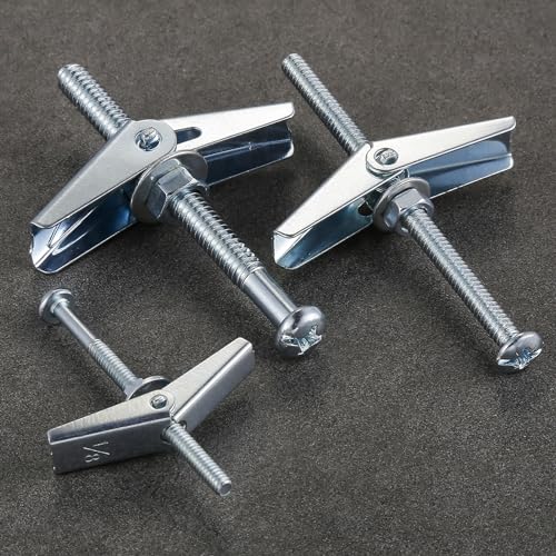(100 pcs) 3/16" Heavy Duty Drywall Anchors and Screws,Toggle Bolts and Wing Nuts Set, Hollow Drywall Anchors Bolts Screws Assortment Kit for Hanging Lamps Heavy Items