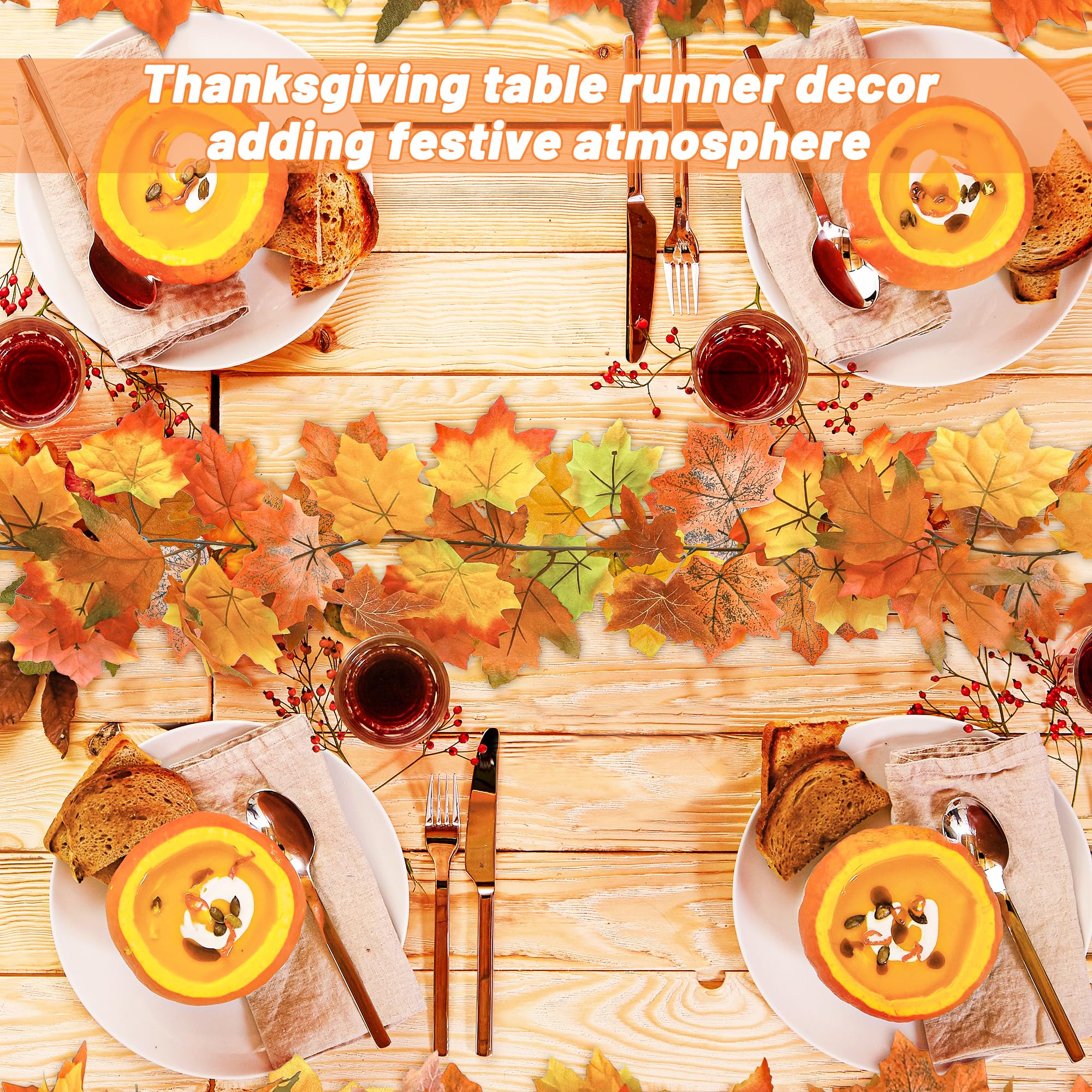 11.8FT Fall Decor, 2 Pack Fall Garland for Mantle, Fall Decorations for Home, Fall Leaves Garland, Thanksgiving Garland for Thanksgiving Decorations Indoor, Autumn Garland for Autumn Decor Outdoor