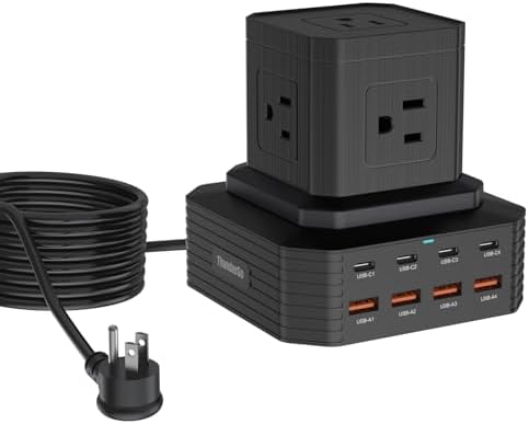 13-in-1 USB C Charging Station 100W | Surge Protector Power Strip with 4 USB-C & 4 USB-A Ports, 5 AC Outlets | 6.6Ft Extension Cord for Home Office, Dorm, Travel (ETL Certified)