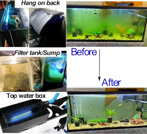 13W Aquarium Algae-Boom Clean Light for Fish Tank Water Clean Green Clear Waterproof Clean Lamp for Pond Fish Tank Sump Swim Pool (13w 13inch)