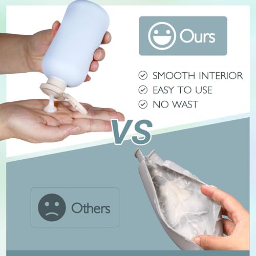 10 oz Plastic Travel Refillable Shampoo and Conditioner Bottles, Plastic Travel Bottles for Toiletries, Plastic Squeeze Bottles with Flip Cap for Lotion, Cream and Liquids (3Pcs)