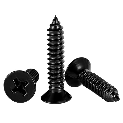 #10 x 5/8" Wood Screws Flat Head Fast Self Tapping Drywall Screws 18-8 Stainless Steel 304 Black Finish, 100 PCS
