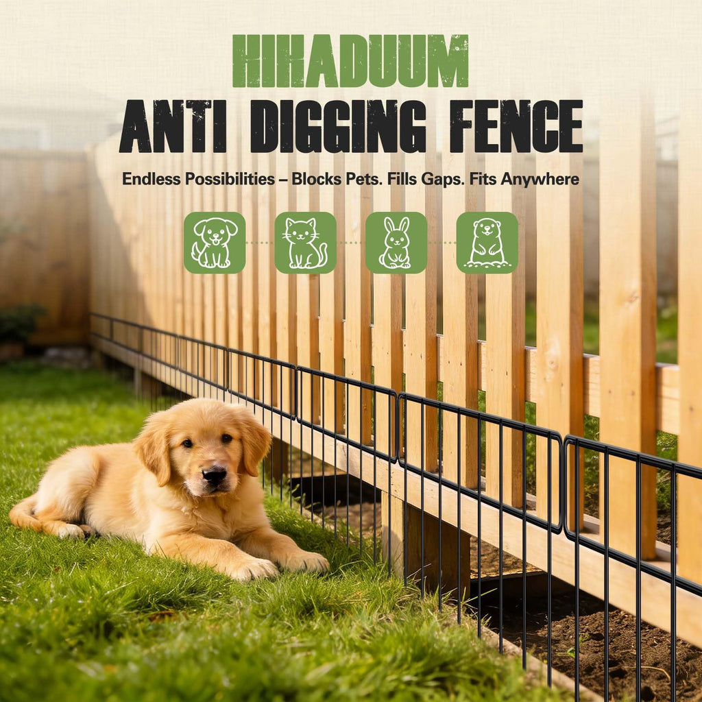 14 Pack 20Ft(L) X 13Inch(H) Animal Barrier Fence - Garden Fence Animal Barrier Garden Border Rustproof Metal No Dig Fence Panels for Dog Rabbit Defense Bottom Blocker for Outdoor Yard Patio