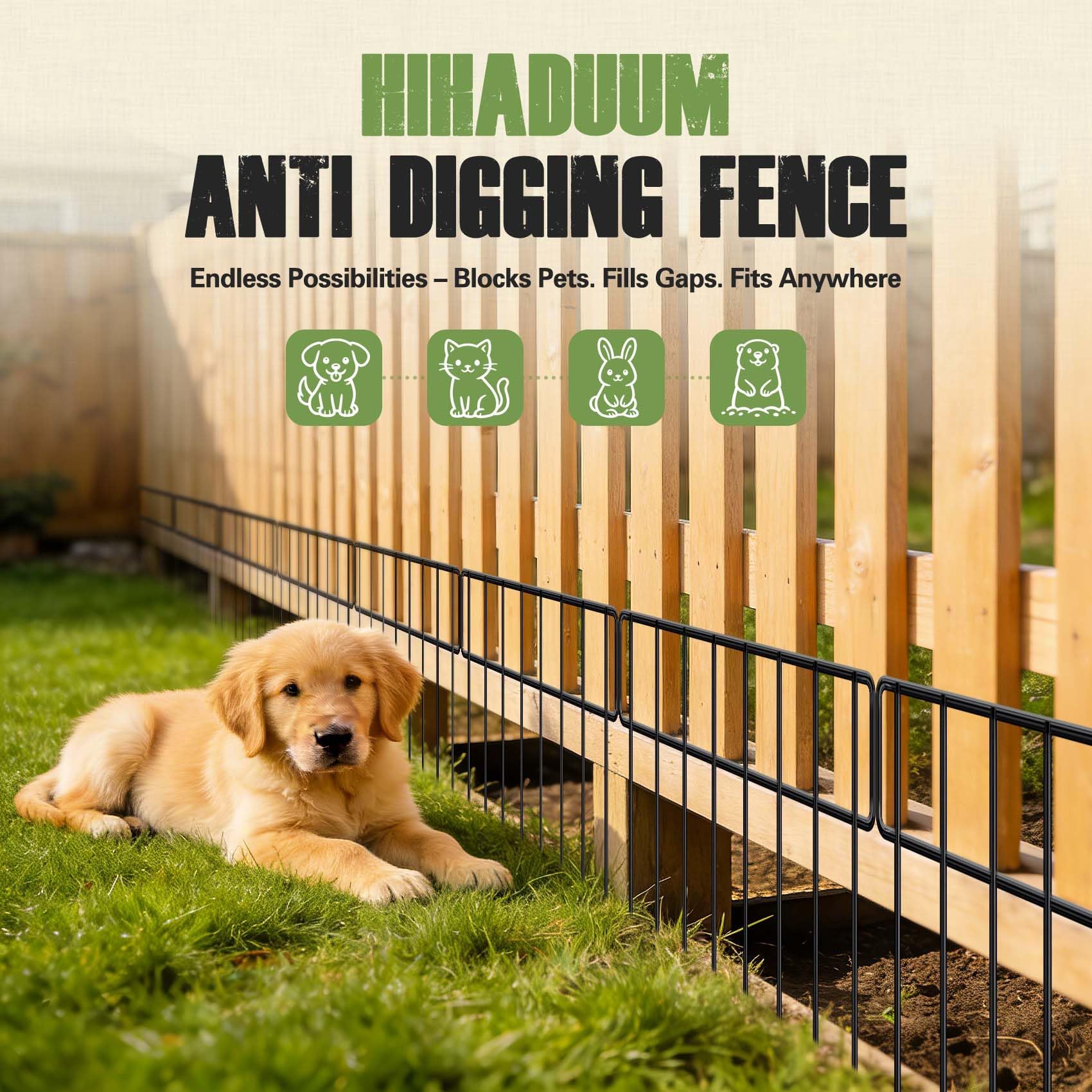 14 Pack 20Ft(L) X 13Inch(H) Animal Barrier Fence - Garden Fence Animal Barrier Garden Border Rustproof Metal No Dig Fence Panels for Dog Rabbit Defense Bottom Blocker for Outdoor Yard Patio